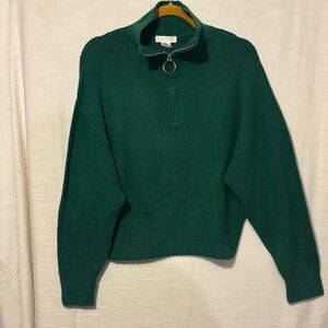 H&M Emerald zip up Neck Sweater with Ring Detail